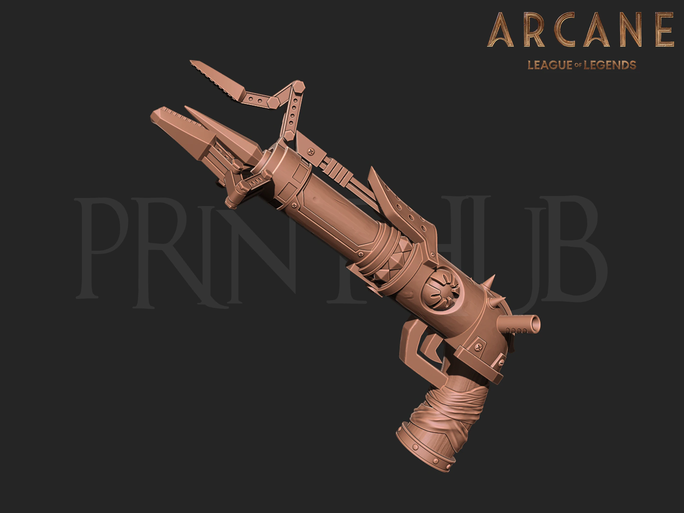 Jinx Zapper Blaster from Arcane Season 2 League of Legends 3D Print Model .c4d .max .obj .3ds .fbx .stl .blend