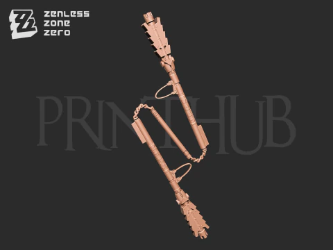 Staf tiga bagian Qingyi zona nol Zenless untuk cosplay Model Cetak 3D