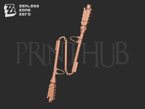 Zenless zone zero Qingyi three section staff for cosplay 3D Print Model