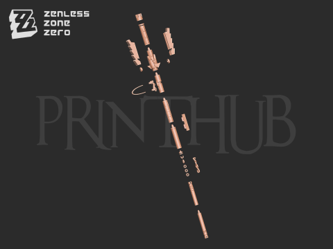 Zenless zone zero Qingyi three section staff for cosplay 3D 打印模型