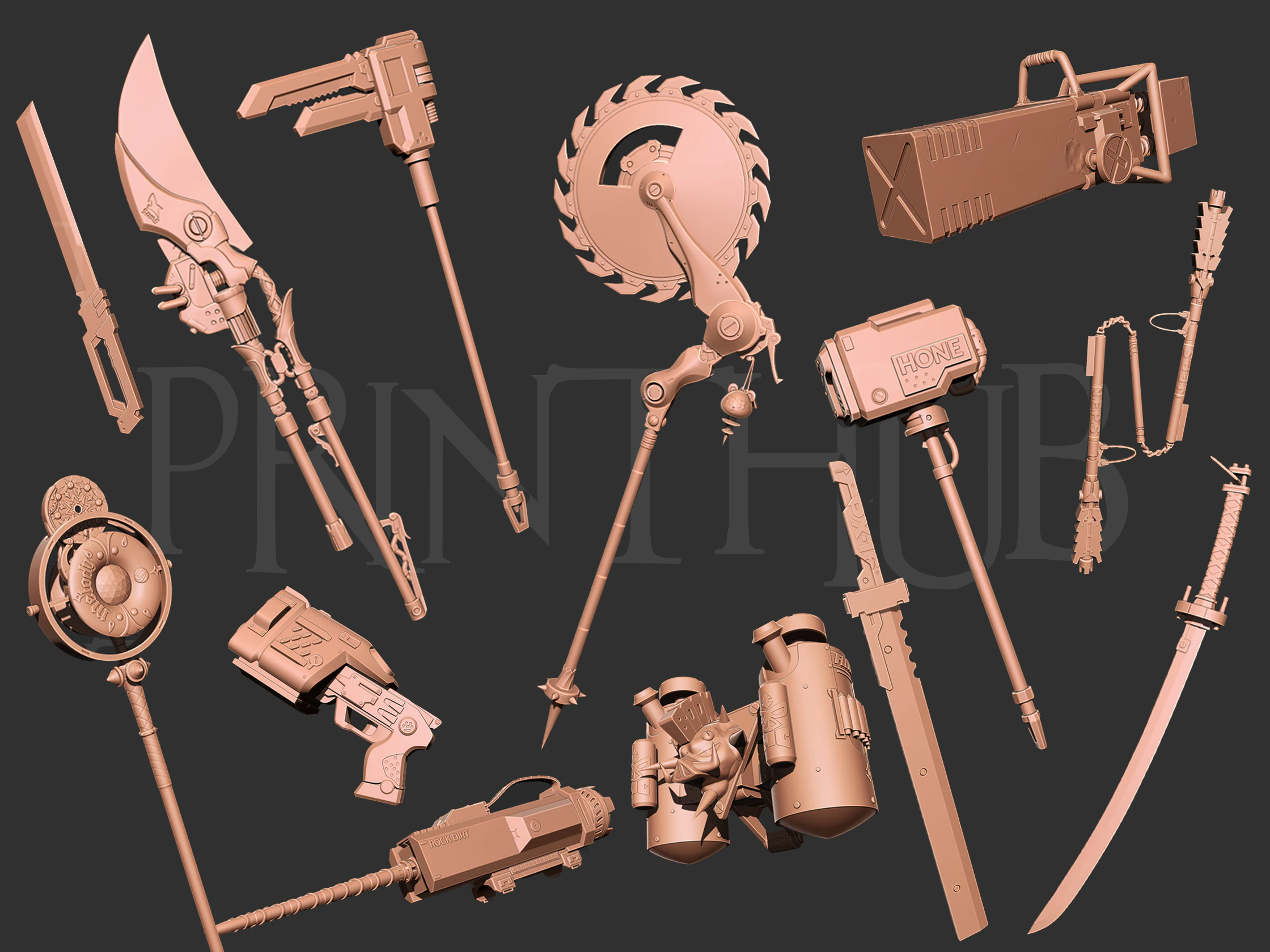 Zenless zone zero weapons Collection for cosplay 3D Print Model .c4d .max .obj .3ds .fbx .stl .blend