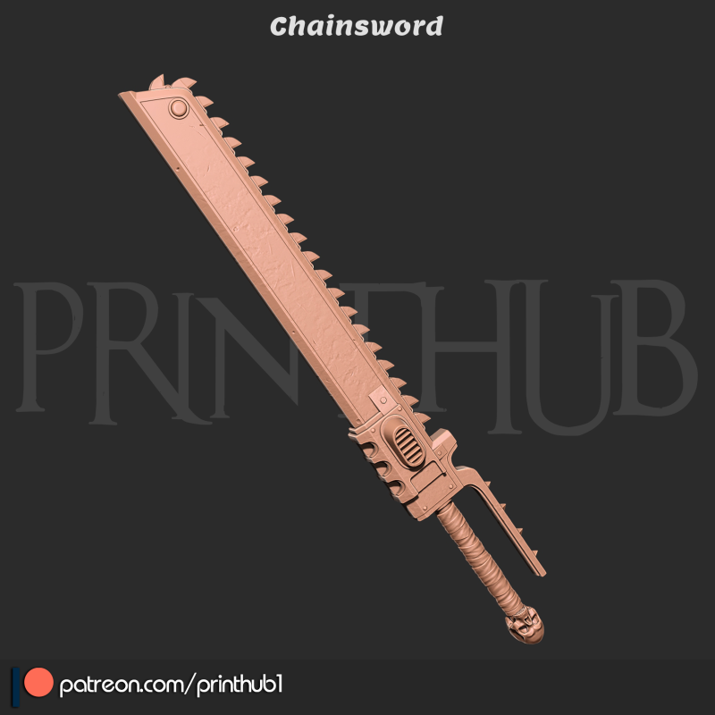 Chainsword from space marine 2 for cosplay stl Modello di stampa 3D .c4d .max .obj .3ds .fbx .stl .blend