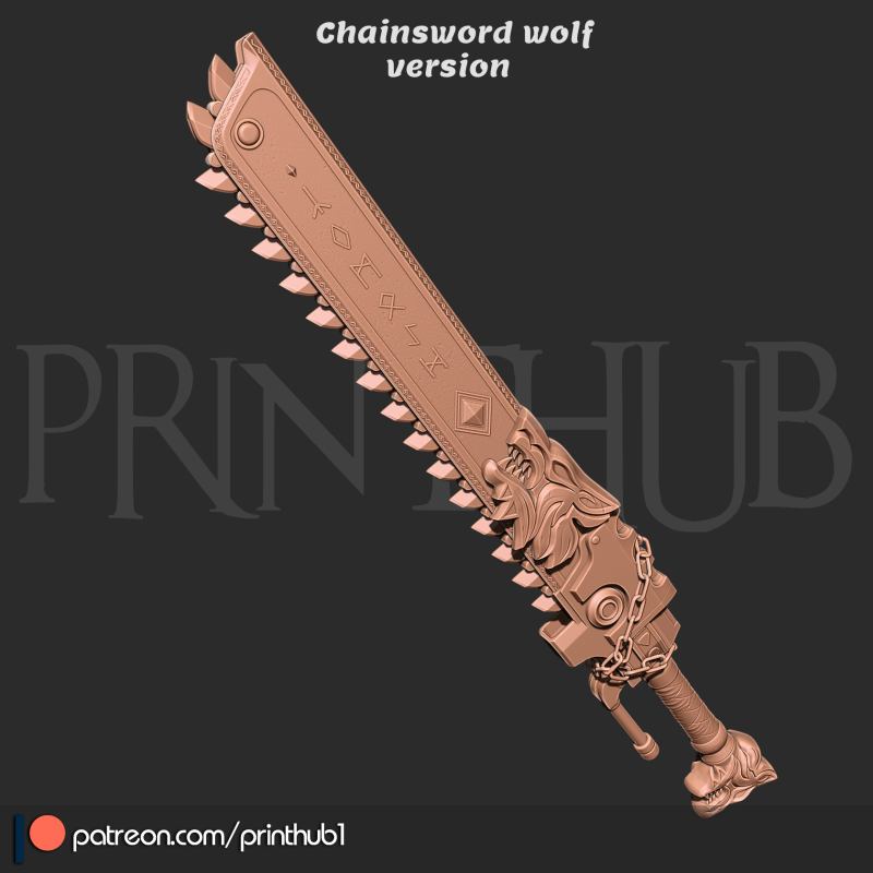 Chainsword wolf from space marine 2 for cosplay stl 3D-Druckmodell .c4d .max .obj .3ds .fbx .stl .blend