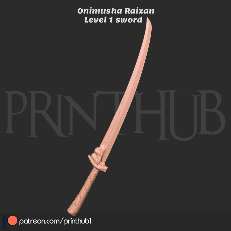 Onimusha Raizan Level 1 sword for cosplay 3d print stl Model do druku 3D .c4d .max .obj .3ds .fbx .stl .blend 