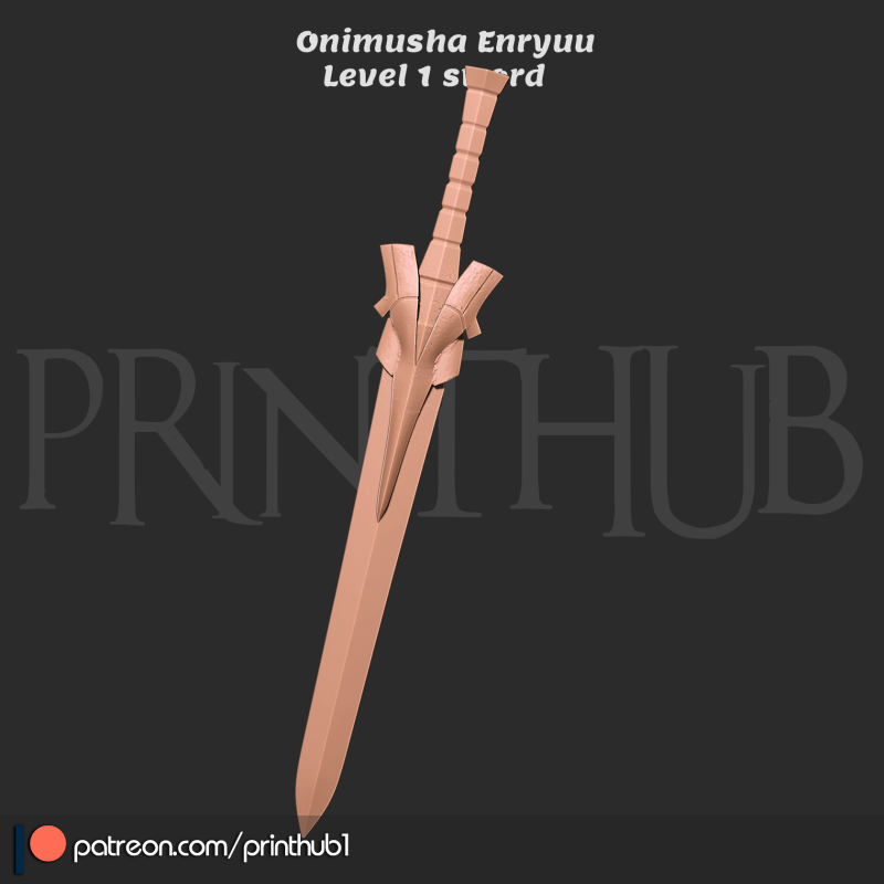 Enryuu Sword Level 1 Onimusha Fan Art Cosplay Prop STL File 3D-printmodel .c4d .max .obj .3ds .fbx .stl .blend