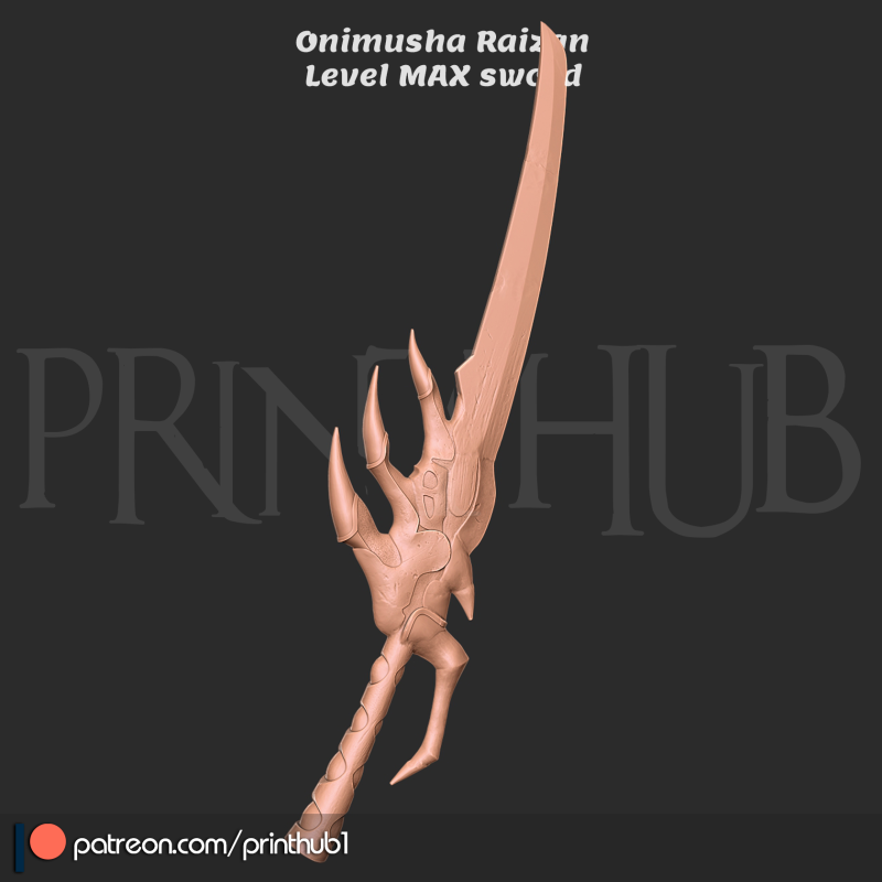 Raizan Sword Level Max Onimusha Fan Art Cosplay STL File 3Dプリントモデル .c4d .max .obj .3ds .fbx .stl .blend