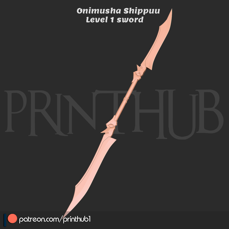 Shippuu Sword Level 1 Onimusha Fan Art Cosplay Prop STL Modèles 3D en vedette .c4d .max .obj .3ds .fbx .stl .blend