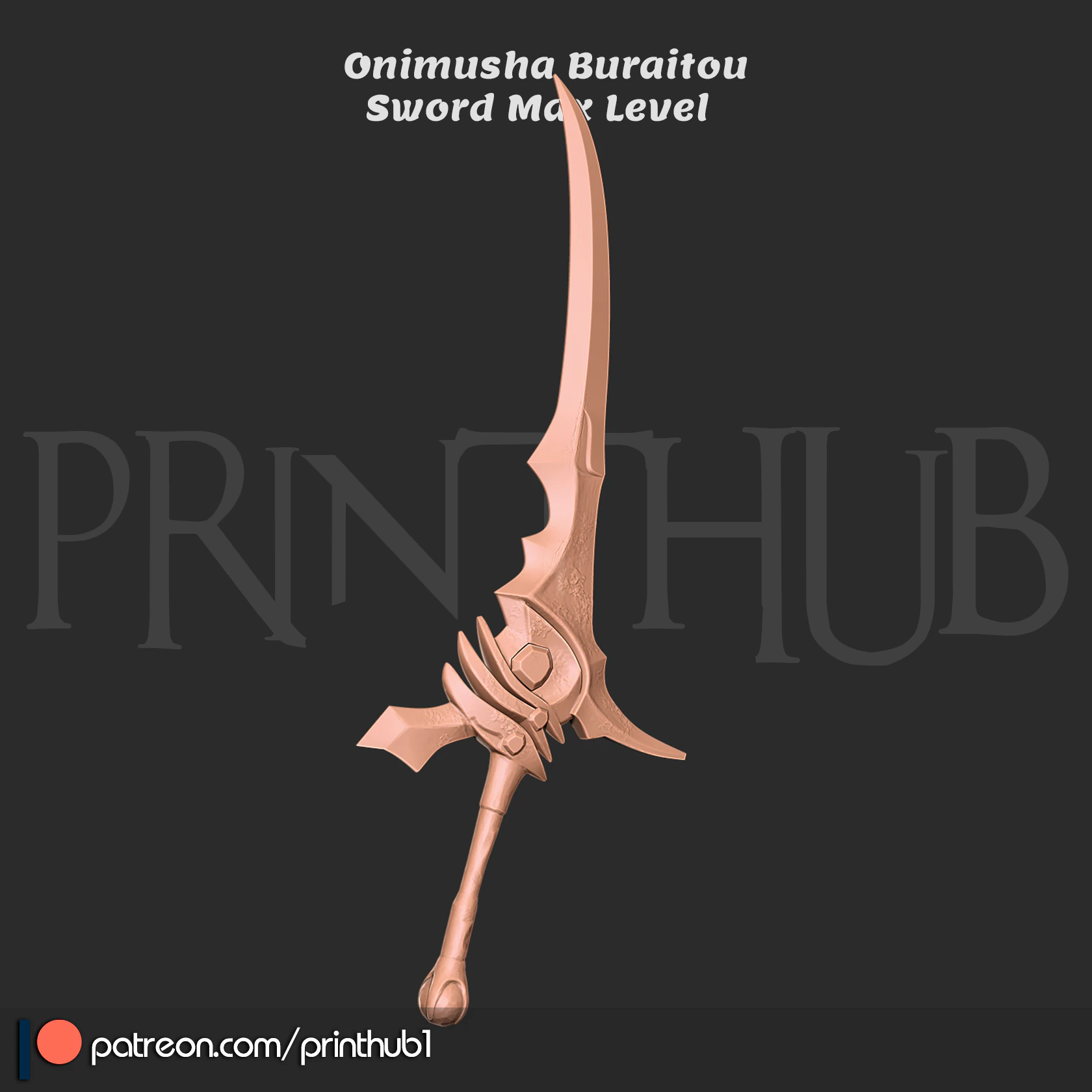 Buraitou Sword Max Level Onimusha 2 Fan Art Cosplay Prop Stl File 3D Print Model .c4d .max .obj .3ds .fbx .stl .blend