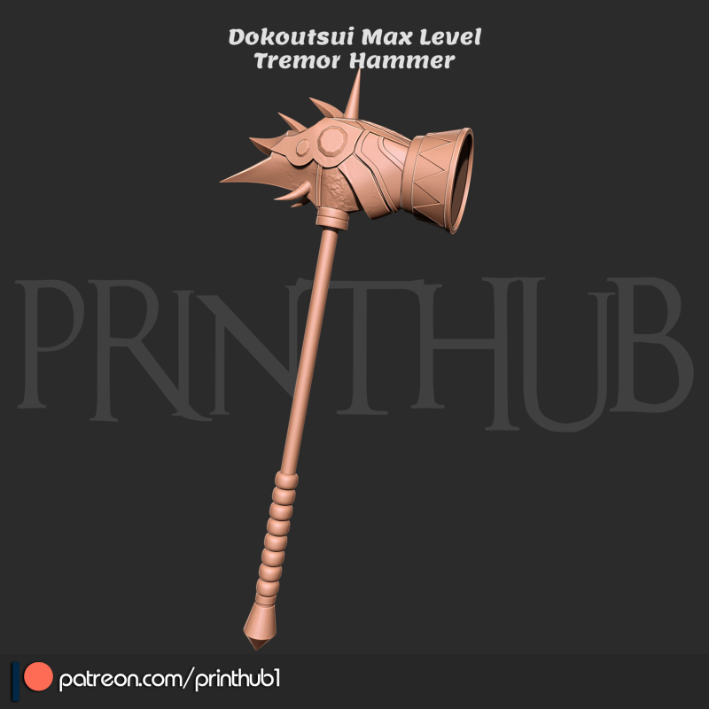 Dokoutsui Max Level Tremor Hammer Onimusha 2 Fan Art Model Cetak 3D .c4d .max .obj .3ds .fbx .stl .blend 