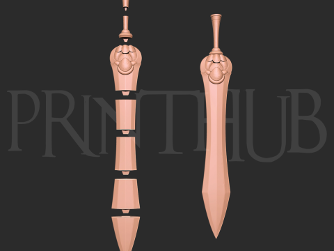 Onimusha 2 Gladius Sword Cosplay STL File for 3D Printing Fan Art Modelo de impresión 3D