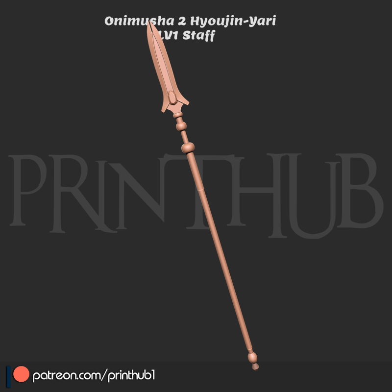 Hyoujin-Yari Onimusha 2 Inspired Ice Spear 3D Printable Staff Prop 3D Принт Модель .c4d .max .obj .3ds .fbx .stl .blend