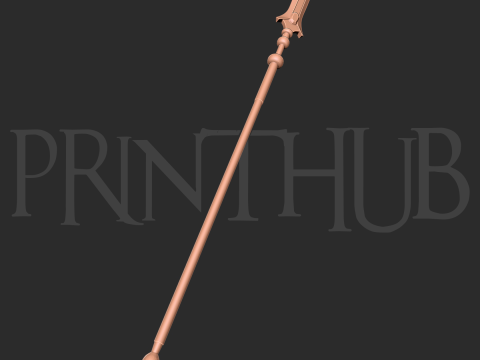 Hyoujin-Yari Onimusha 2 Inspired Ice Spear 3D Printable Staff Prop 3D Принт Модель