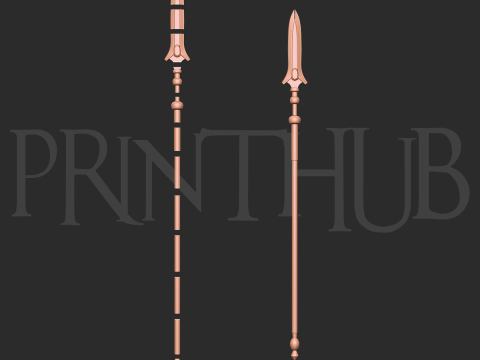 Hyoujin-Yari Onimusha 2 Inspired Ice Spear 3D Printable Staff Prop 3D Принт Модель
