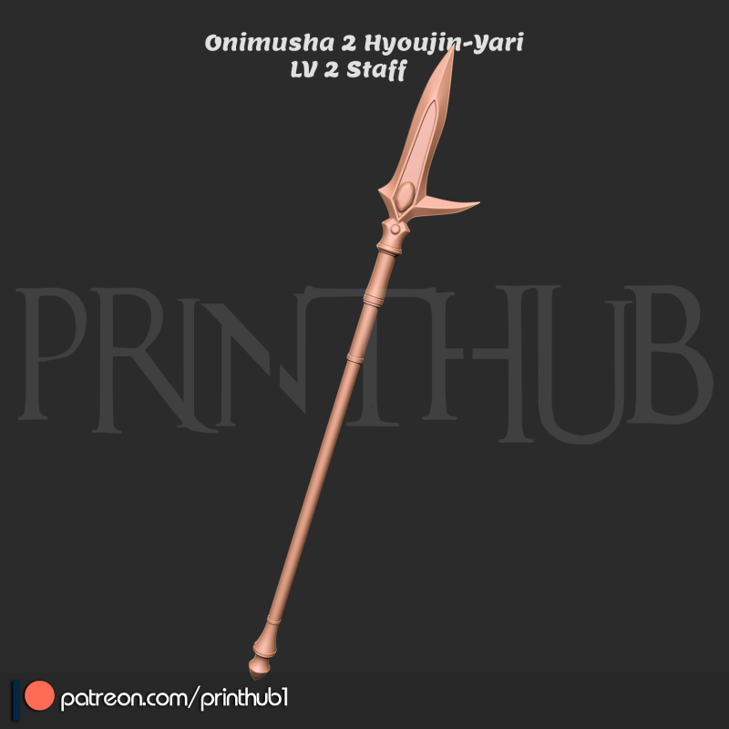 Hyoujin-Yari Level 2 Onimusha 2 Inspired Ice Spear 3D Printable Staff Prop 3D Baskı Modeli .c4d .max .obj .3ds .fbx .stl .blend 