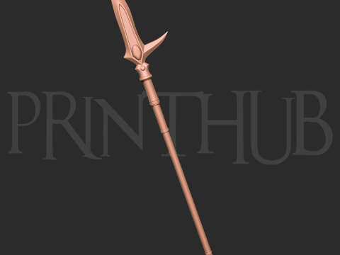 Hyoujin-Yari Level 2 Onimusha 2 Inspired Ice Spear 3D Printable Staff Prop 3D Baskı Modeli
