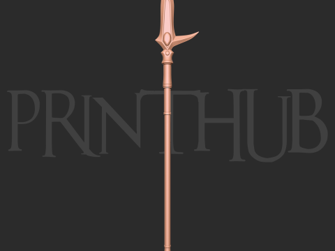 Hyoujin-Yari Level 2 Onimusha 2 Inspired Ice Spear 3D Printable Staff Prop 3D Baskı Modeli