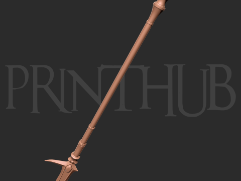 Hyoujin-Yari Level 2 Onimusha 2 Inspired Ice Spear 3D Printable Staff Prop 3D Baskı Modeli