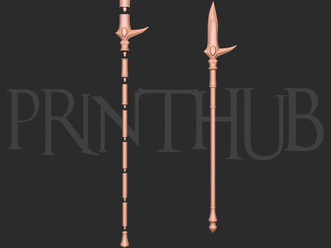Hyoujin-Yari Level 2 Onimusha 2 Inspired Ice Spear 3D Printable Staff Prop 3D Baskı Modeli