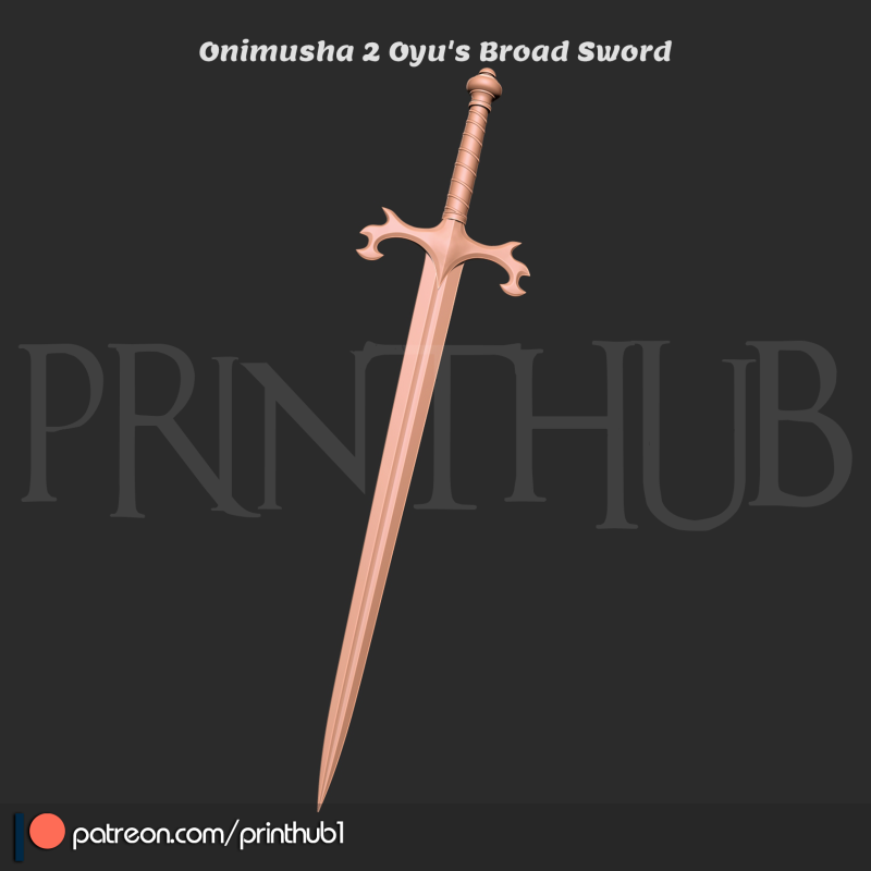 Репліка Oyu Broad Sword Onimusha 2 Warlord 3D Print Prop 3D Принт Модель .c4d .max .obj .3ds .fbx .stl .blend