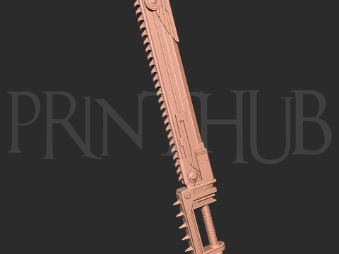 Épée tronçonneuse de space marine 2 3D Print Cosplay Prop Modèles 3D en vedette