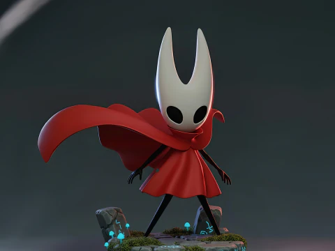 Est&aacute;tua STL imprim&iacute;vel da estatueta Hollow Knight Hornet Modelo de Impressão 3D