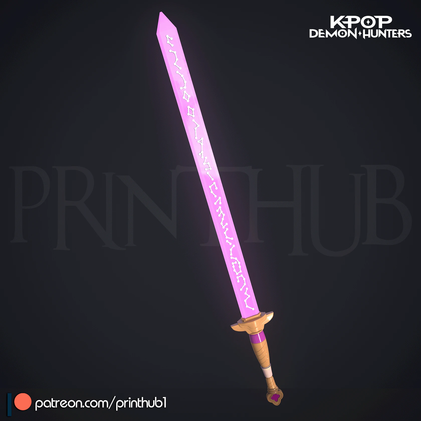 KPop Demon Hunter Rumi Sword 3D Print Model STL 3D Print Model .c4d .max .obj .3ds .fbx .stl .blend