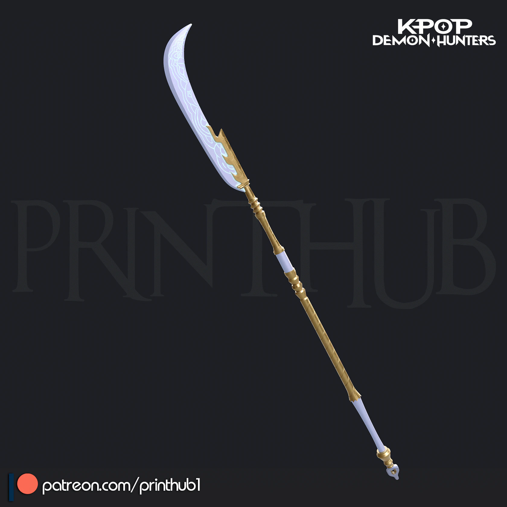 Kpop Demon Hunters HUNTRIX Mira Woldo Glaive, оружие, лезвие, лезвие для косплея, реквизит 3D Принт Модель .c4d .max .obj .3ds .fbx .stl .blend 