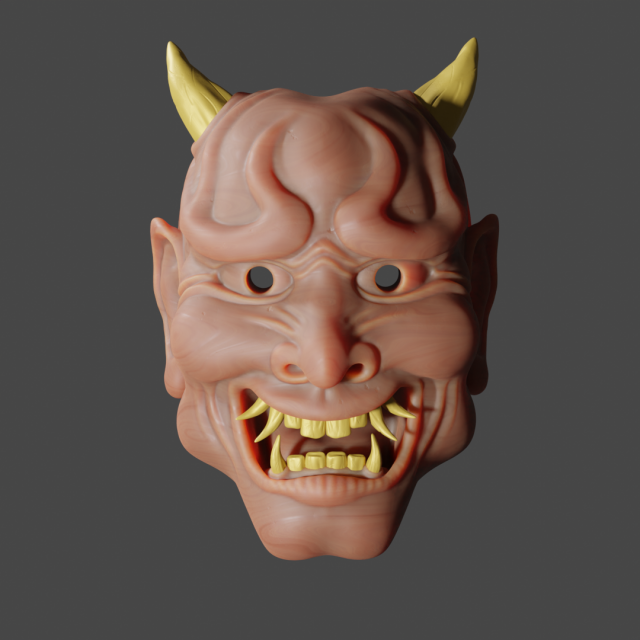 Classic Japanese Oni Mask Modelo de Impressão 3D .c4d .max .obj .3ds .fbx .stl .blend 