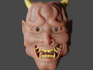 Classic Japanese Oni Mask Modèles 3D en vedette