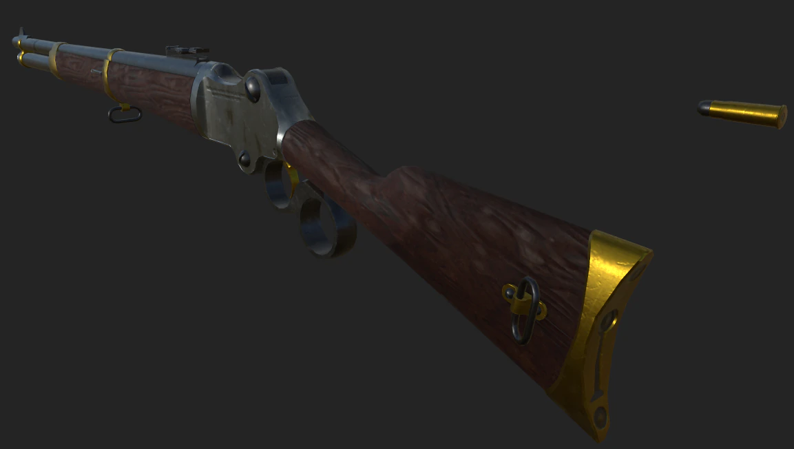 Lever-Action rifle 3D Model .c4d .max .obj .3ds .fbx .stl .blend 