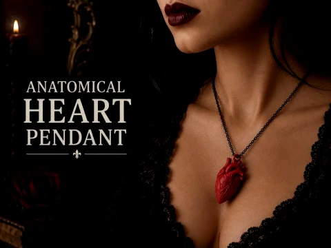 Anatomical Heart Pendant 3D Realistic Human Heart Necklace Gothic Anatomy Jewelry Medical Stud 3D प्रिंट मॉडल