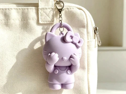 Hello Kitty Bag Charm STL Cute Cat Keychain 3D Print File Kawaii Purse Charm Backpack Keychain 3D Print Model