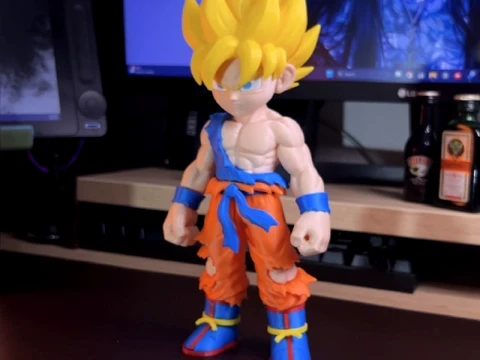 Goku SSJ STL File Super Saiyan Goku Fan Art 3D Print Dragon Ball Figure No AMS Multipart STL 3D Print Model