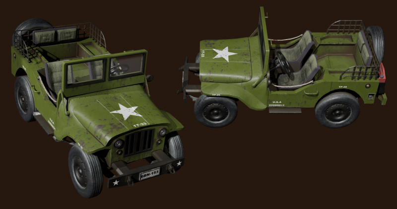Old USA Jeep Model 3D .c4d .max .obj .3ds .fbx .stl .blend
