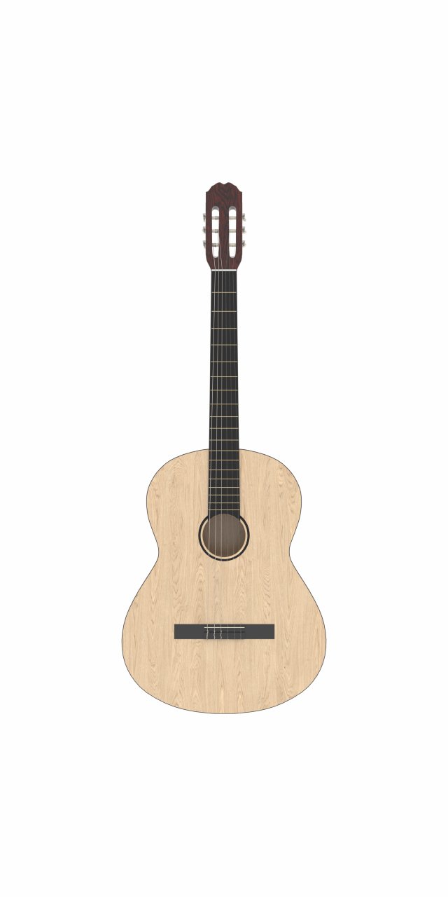 Classical guitar 3D Model .c4d .max .obj .3ds .fbx .stl .blend 