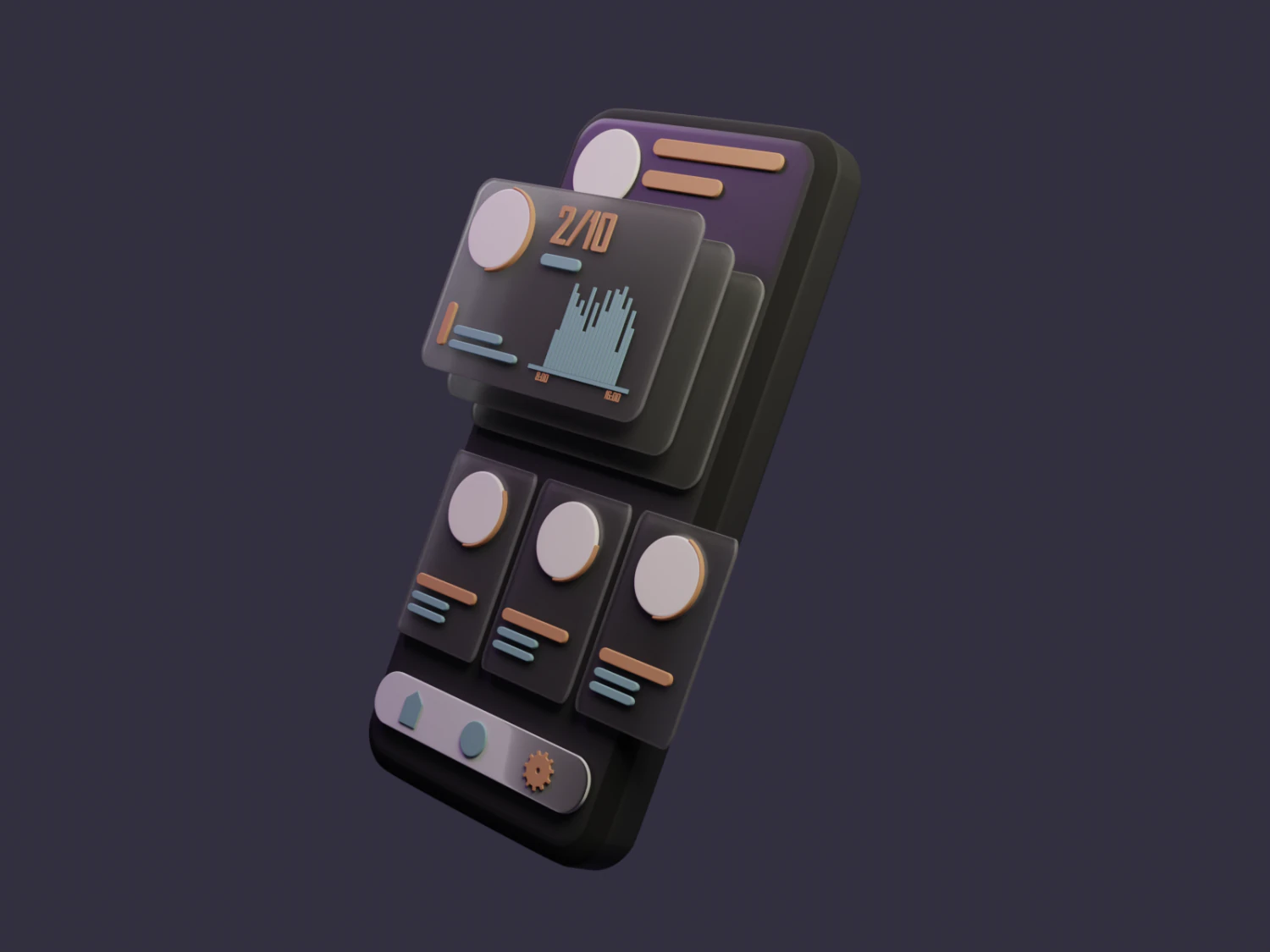 Phone concept 3D Model .c4d .max .obj .3ds .fbx .stl .blend