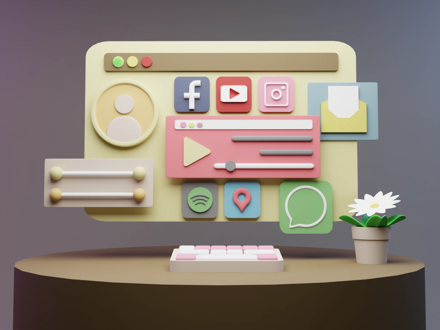 Desktop 3D Model .c4d .max .obj .3ds .fbx .stl .blend 