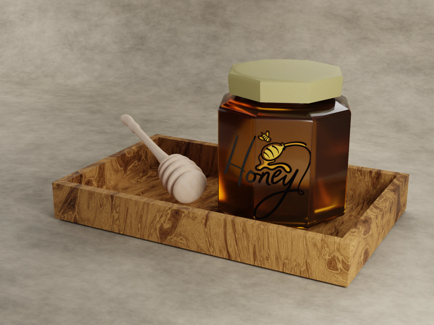 Honey Jar 3D Model .c4d .max .obj .3ds .fbx .stl .blend 