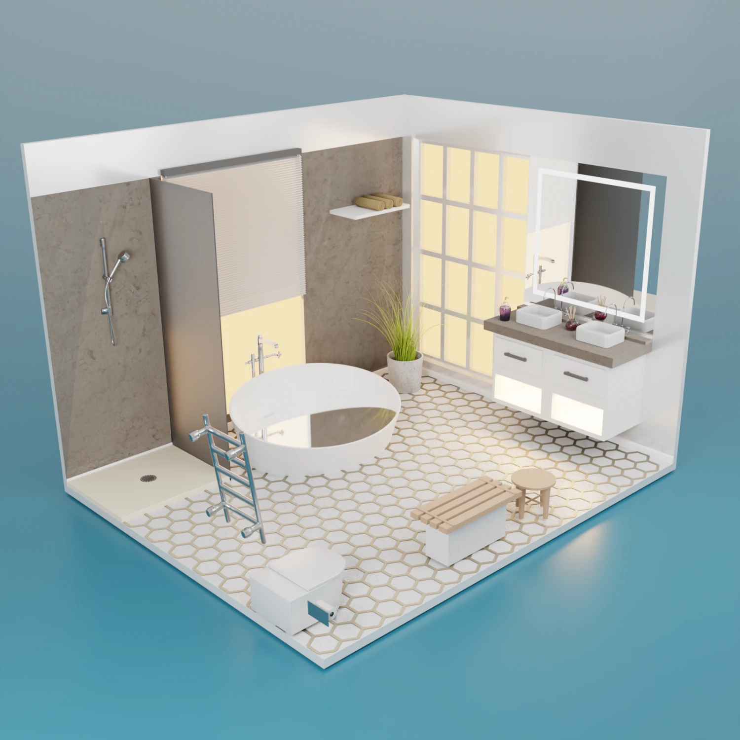 Bathroom isometric interior 3D Model .c4d .max .obj .3ds .fbx .stl .blend 