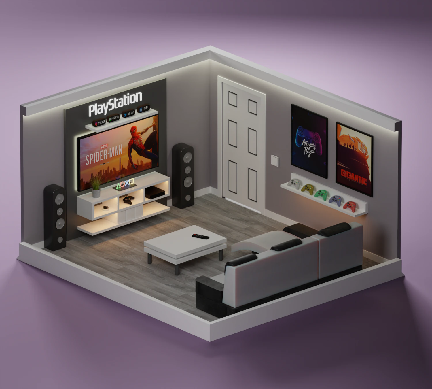 Isometric interior design 3D Model .c4d .max .obj .3ds .fbx .stl .blend 