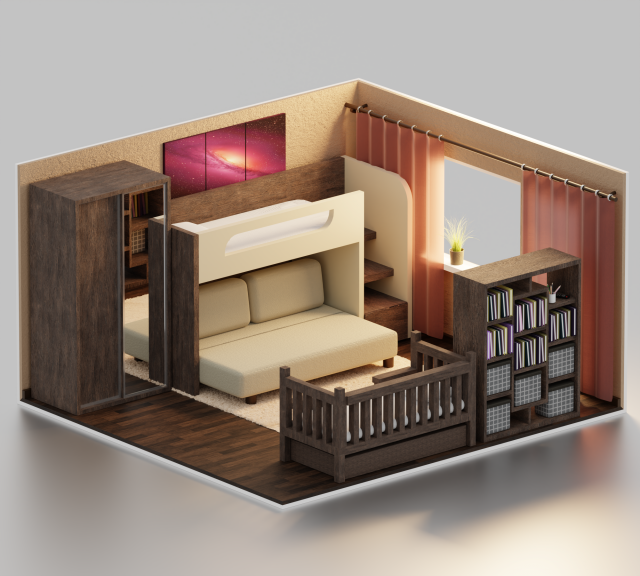 Interior bedroom design Modello 3D .c4d .max .obj .3ds .fbx .stl .blend 