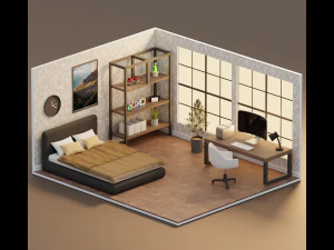 卧室室内设计 3D 模型