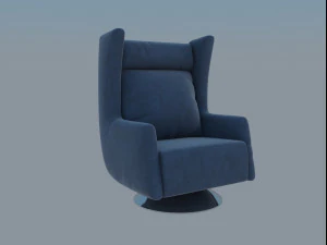 Poltrona in velluto blu Modello 3D