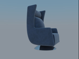 Blue velvet armchair Modello 3D
