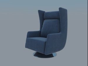 Blue velvet armchair Modello 3D