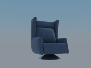 Blue velvet armchair Modello 3D
