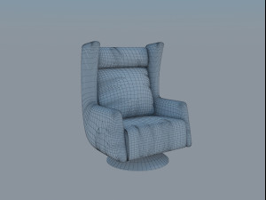Blue velvet armchair Modello 3D