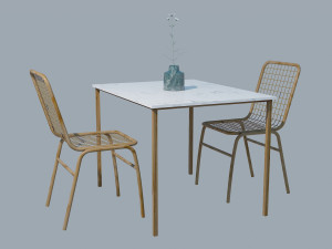 Wooden chairs Modello 3D