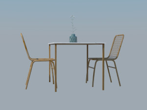 Wooden chairs Modello 3D