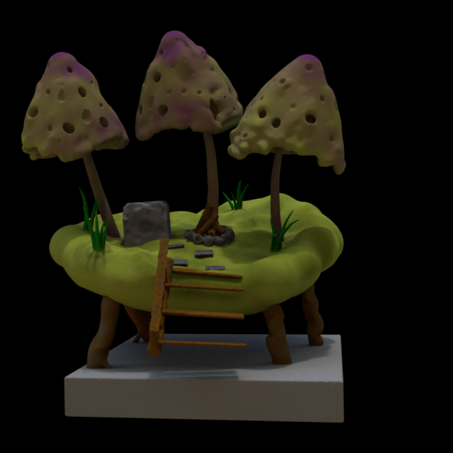 Mushroom Camp 3D 모델 .c4d .max .obj .3ds .fbx .stl .blend 